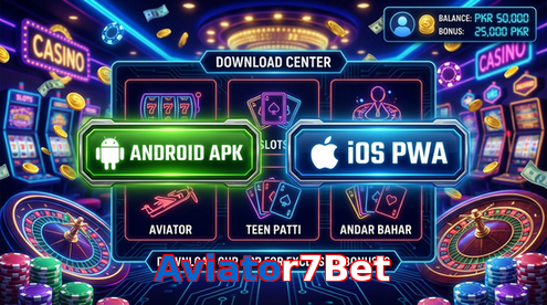 Main screen of Aviator7Bet download page for PK players