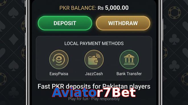 Deposit and withdrawal screen with PKR methods